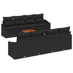 Conjunto de sofás de jardín 9 pcs Negro ratán sintético