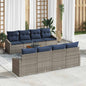 Conjunto de sofás de jardín 9 pcs Gris y azul marino