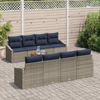 Conjunto de sofás de jardín 9 pcs Gris y azul marino