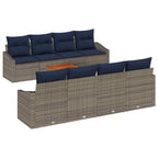 Conjunto de sofás de jardín 9 pcs Gris y azul marino