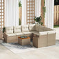 Conjunto de sofás de jardim 9 peças Bege e Creme vime sintético