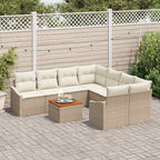Conjunto de sofás de jardín 9 pcs Beige y Crema ratán sintético