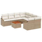 Conjunto de sofás de jardín 9 pcs Beige y Crema ratán sintético