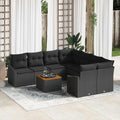 Conjunto de sofás de jardín 9 pcs Negro ratán sintético