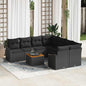 Conjunto de sofás de jardim 9 pcs Vime sintético preto