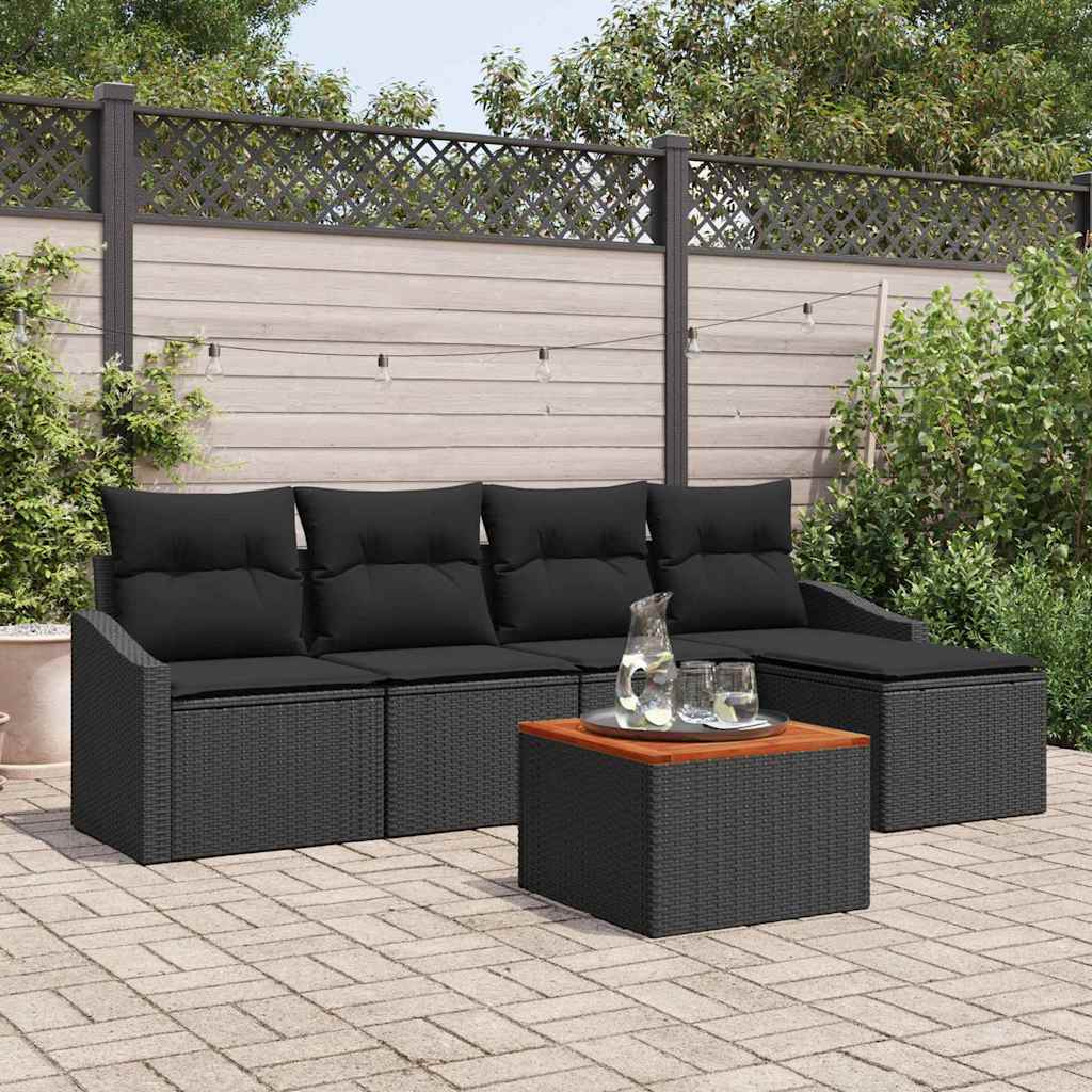 9-Piece Gray Rattan Polyester Garden Sofa Set