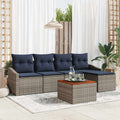 Conjunto de sofás de jardín 6 pcs Gris y azul marino