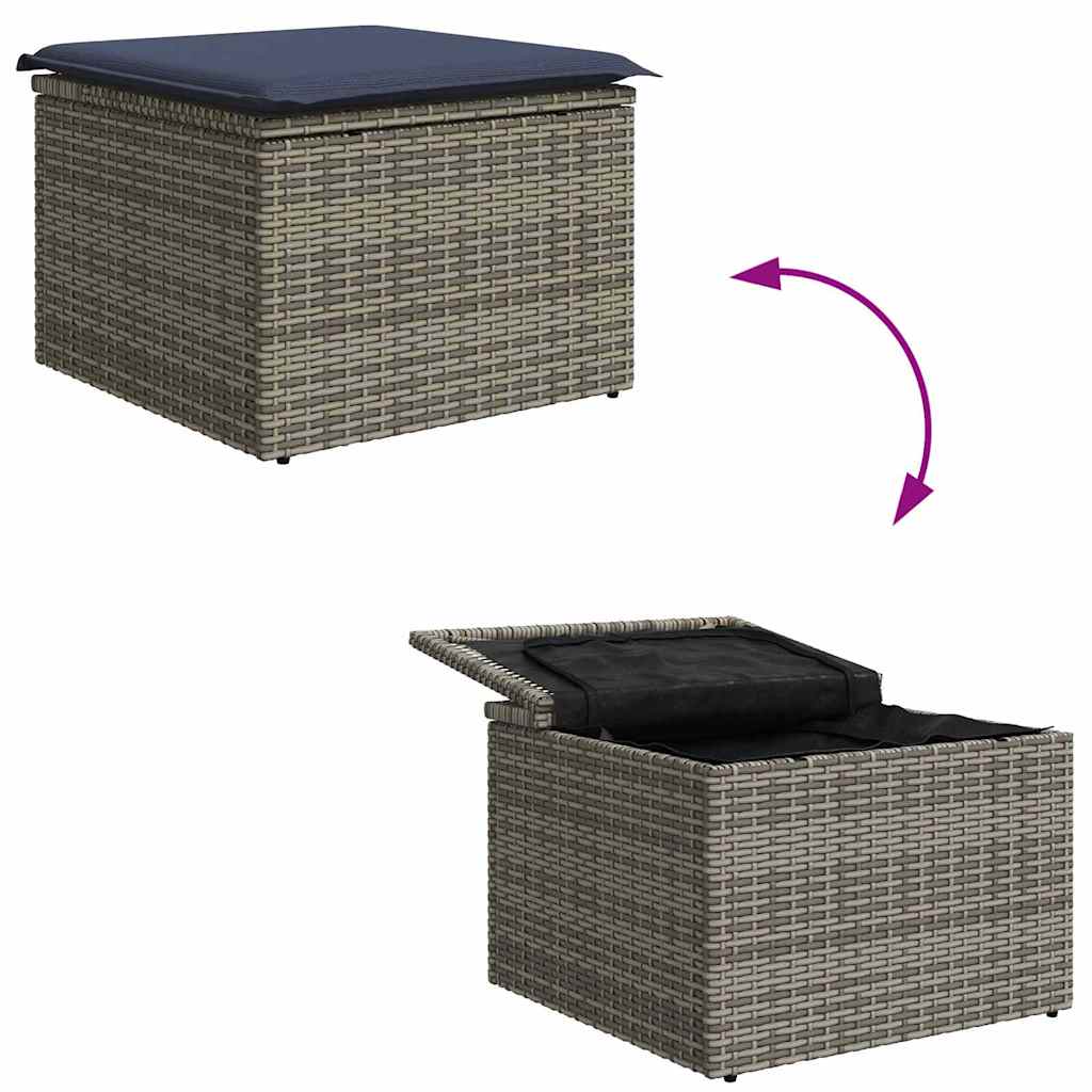Conjunto de sofás de jardín 6 pcs Gris y azul marino