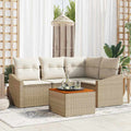 Conjunto de sofás de jardín 5 pcs Beige y Crema ratán sintético