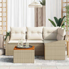 Conjunto de sofás de jardín 5 pcs Beige y Crema ratán sintético