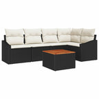Conjunto de sofás de jardín 6 pcs Negro y crema ratán sintético
