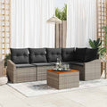 Conjunto de sofás de jardín 6 pcs Gris ratán sintético