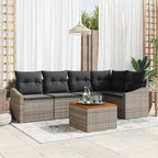 Conjunto de sofás de jardín 6 pcs Gris ratán sintético