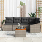 Conjunto de sofás de jardín 6 pcs Gris ratán sintético