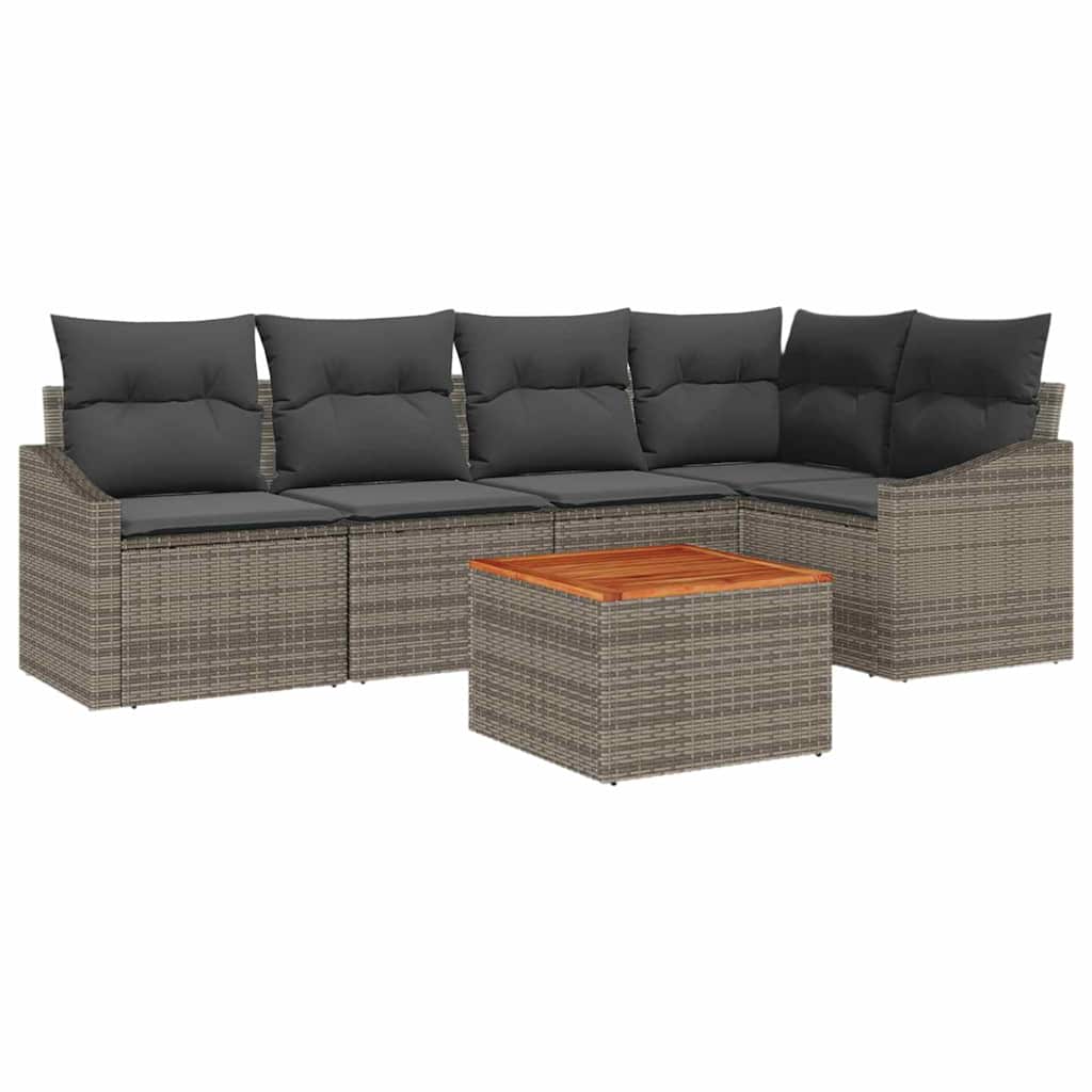 Conjunto de sofás de jardín 6 pcs Gris ratán sintético