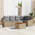 Conjunto de sofás de jardín 6 pcs Beige y Gris Claro