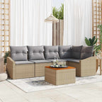 Conjunto de sofás de jardín 6 pcs Beige y Gris Claro