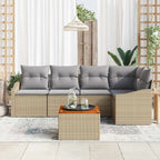 Conjunto de sofás de jardín 6 pcs Beige y Gris Claro