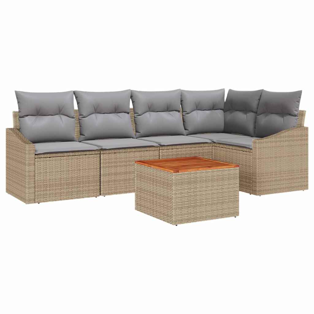 Conjunto de sofás de jardín 6 pcs Beige y Gris Claro