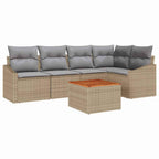 Conjunto de sofás de jardín 6 pcs Beige y Gris Claro