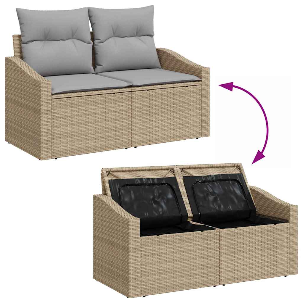 Conjunto de sofás de jardín 6 pcs Beige y Gris Claro