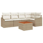 Conjunto de sofás de jardín 6 pcs Beige y Crema ratán sintético