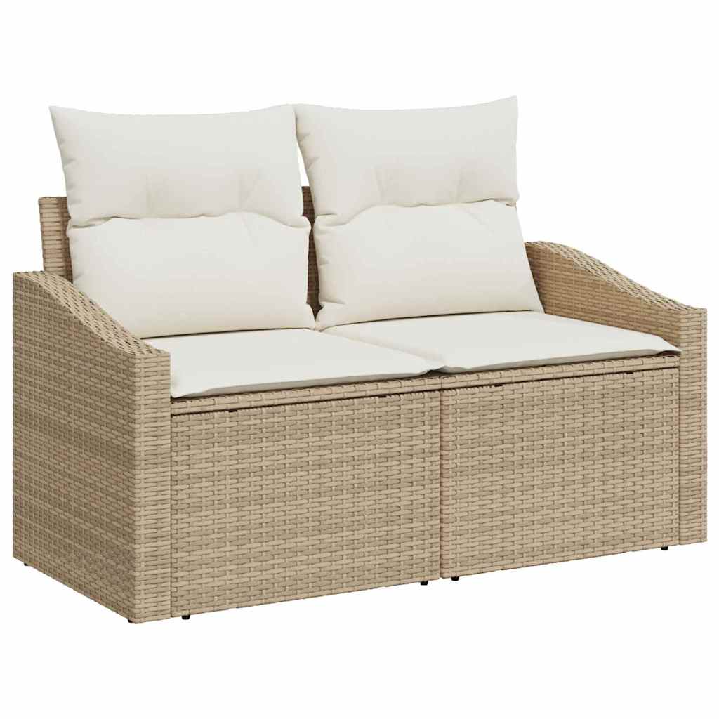 Conjunto de sofás de jardín 6 pcs Beige y Crema ratán sintético