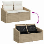 Conjunto de sofás de jardín 6 pcs Beige y Crema ratán sintético