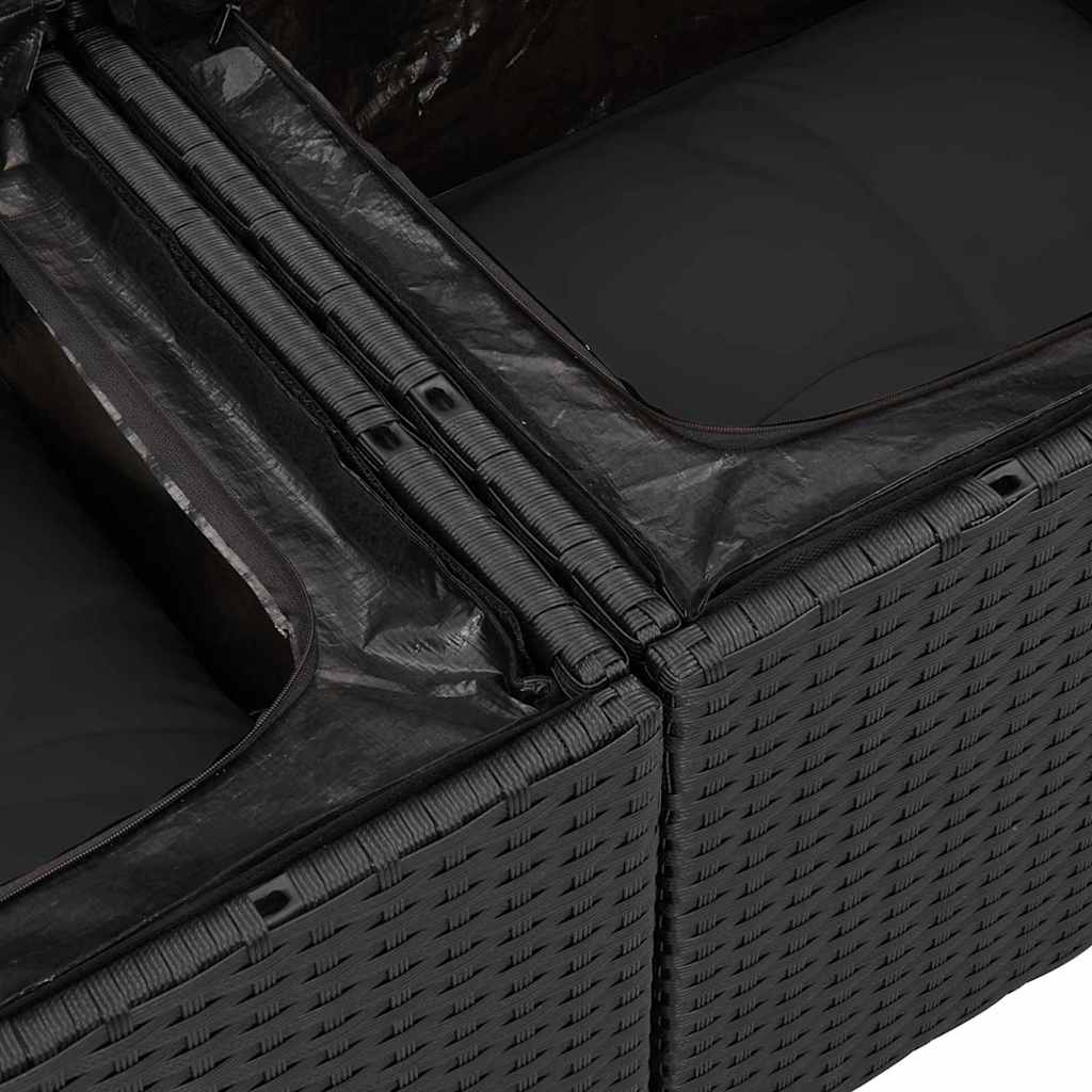 Conjunto de sofás de jardín 6 pcs Negro ratán sintético