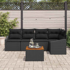 Conjunto de sofás de jardín 6 pcs Negro ratán sintético