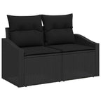 Conjunto de sofás de jardín 6 pcs Negro ratán sintético