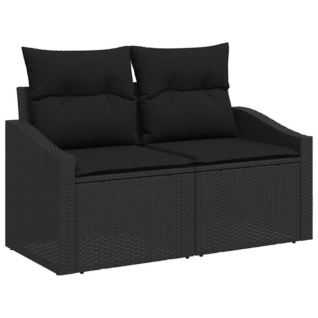 Conjunto de sofás de jardín 6 pcs Negro ratán sintético