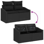 Conjunto de sofás de jardín 6 pcs Negro ratán sintético