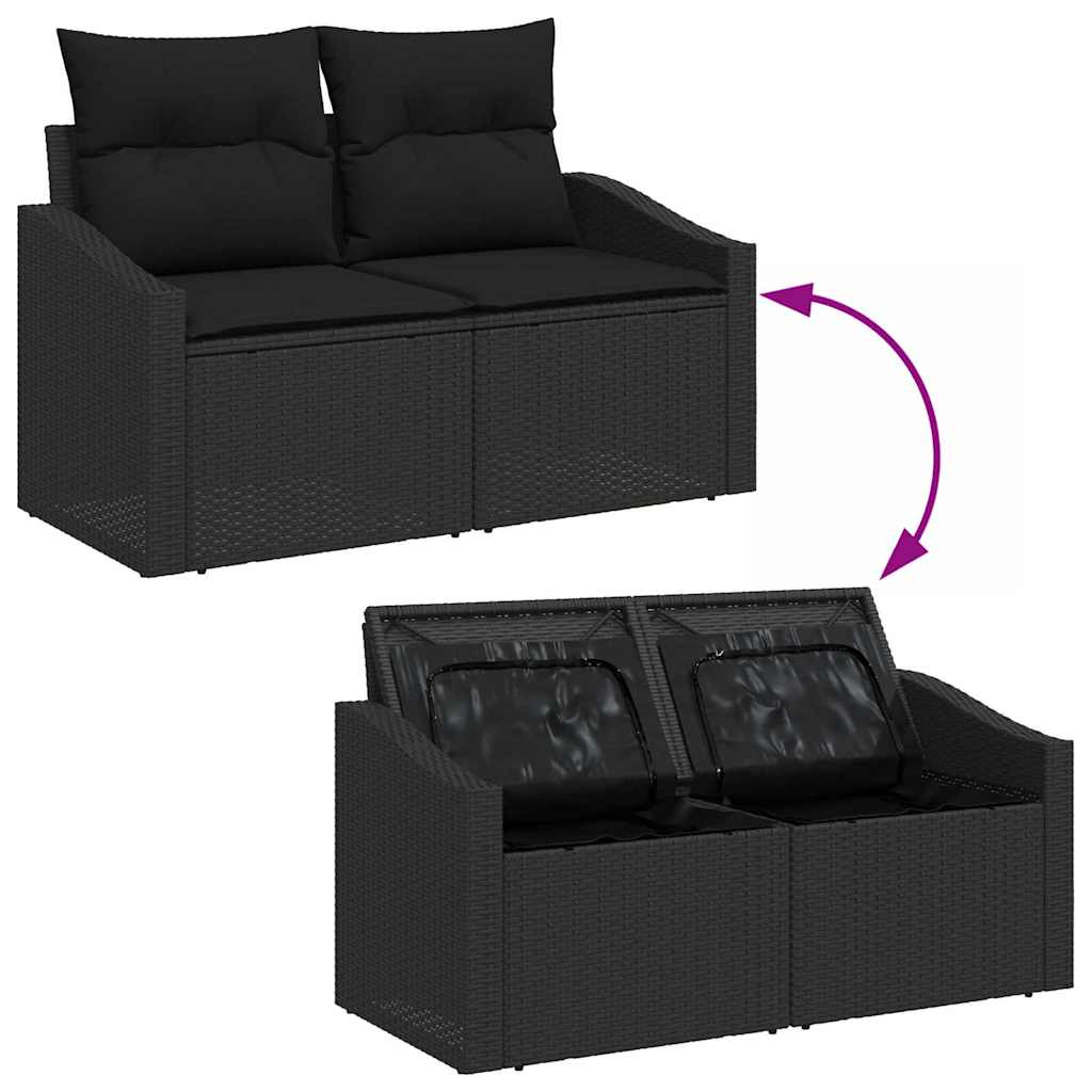 Conjunto de sofás de jardín 6 pcs Negro ratán sintético