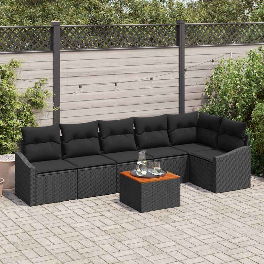 Conjunto de sofás de jardín 7 pcs Beige y Crema ratán sintético