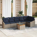 Conjunto de sofás de jardín 7 pcs Gris y azul marino