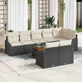 Conjunto de sofás de jardín 9 pcs Negro y crema ratán sintético