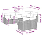Conjunto de sofás de jardín 9 pcs Gris ratán sintético