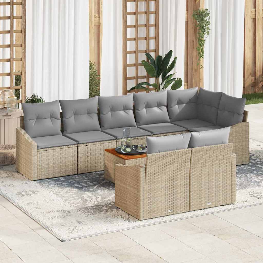 Conjunto de sofás de jardín 9 pcs Beige y Gris Claro