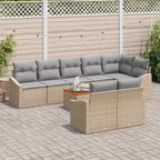 Conjunto de sofás de jardín 9 pcs Beige y Gris Claro