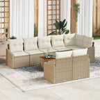 Conjunto de sofás de jardín 9 pcs Beige y Crema ratán sintético