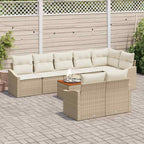 Conjunto de sofás de jardín 9 pcs Beige y Crema ratán sintético