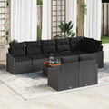 Conjunto de sofás de jardín 9 pcs Negro ratán sintético