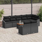 Conjunto de sofás de jardín 9 pcs Negro ratán sintético