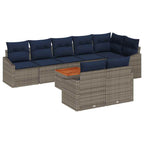 Conjunto de sofás de jardín 9 pcs Gris y azul marino
