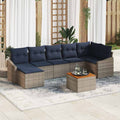 Conjunto de sofás de jardín 8 pcs Gris y azul marino