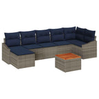 Conjunto de sofás de jardín 8 pcs Gris y azul marino