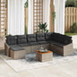 9-piece Garden Sofa Set Beige and Cream Poly Rattan