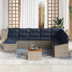 Conjunto de sofás de jardín 9 pcs Gris y azul marino
