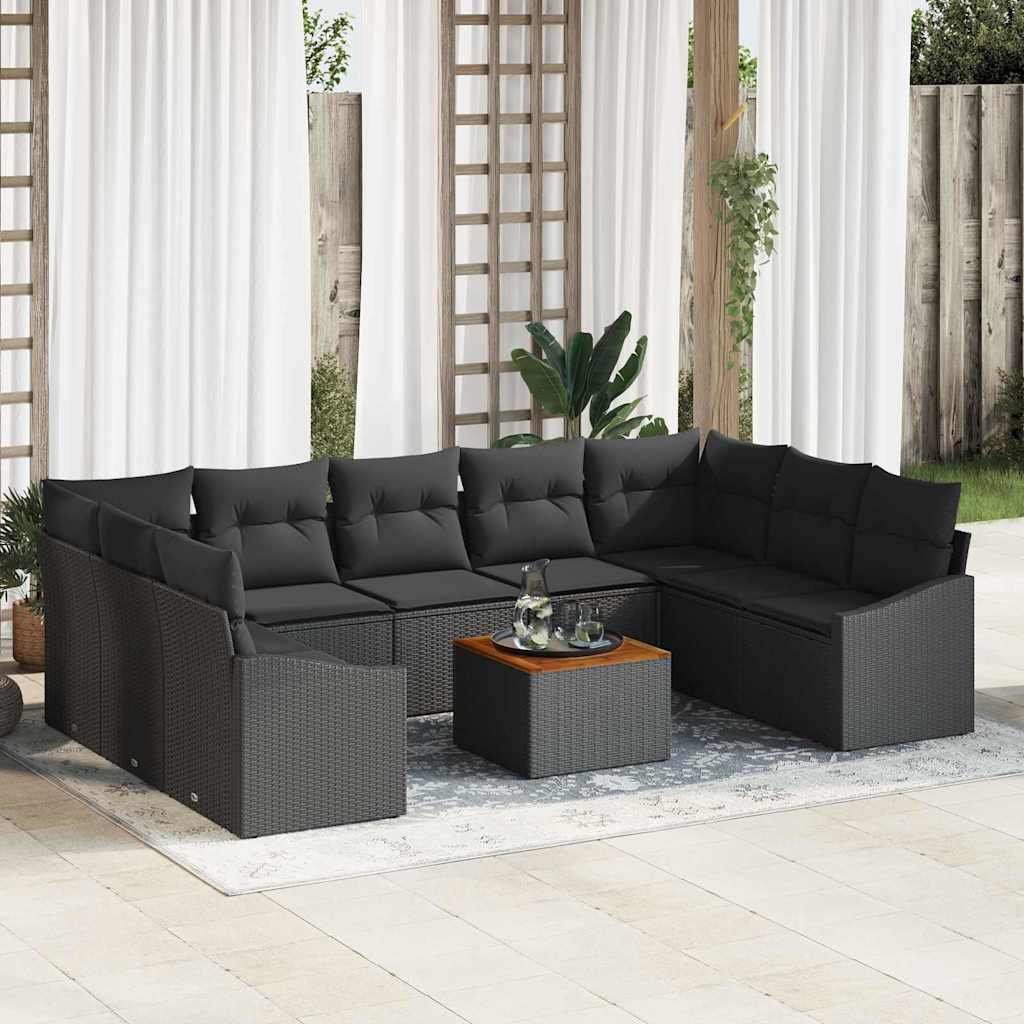 Conjunto de sofás de jardín 10 pcs Beige ratán sintético